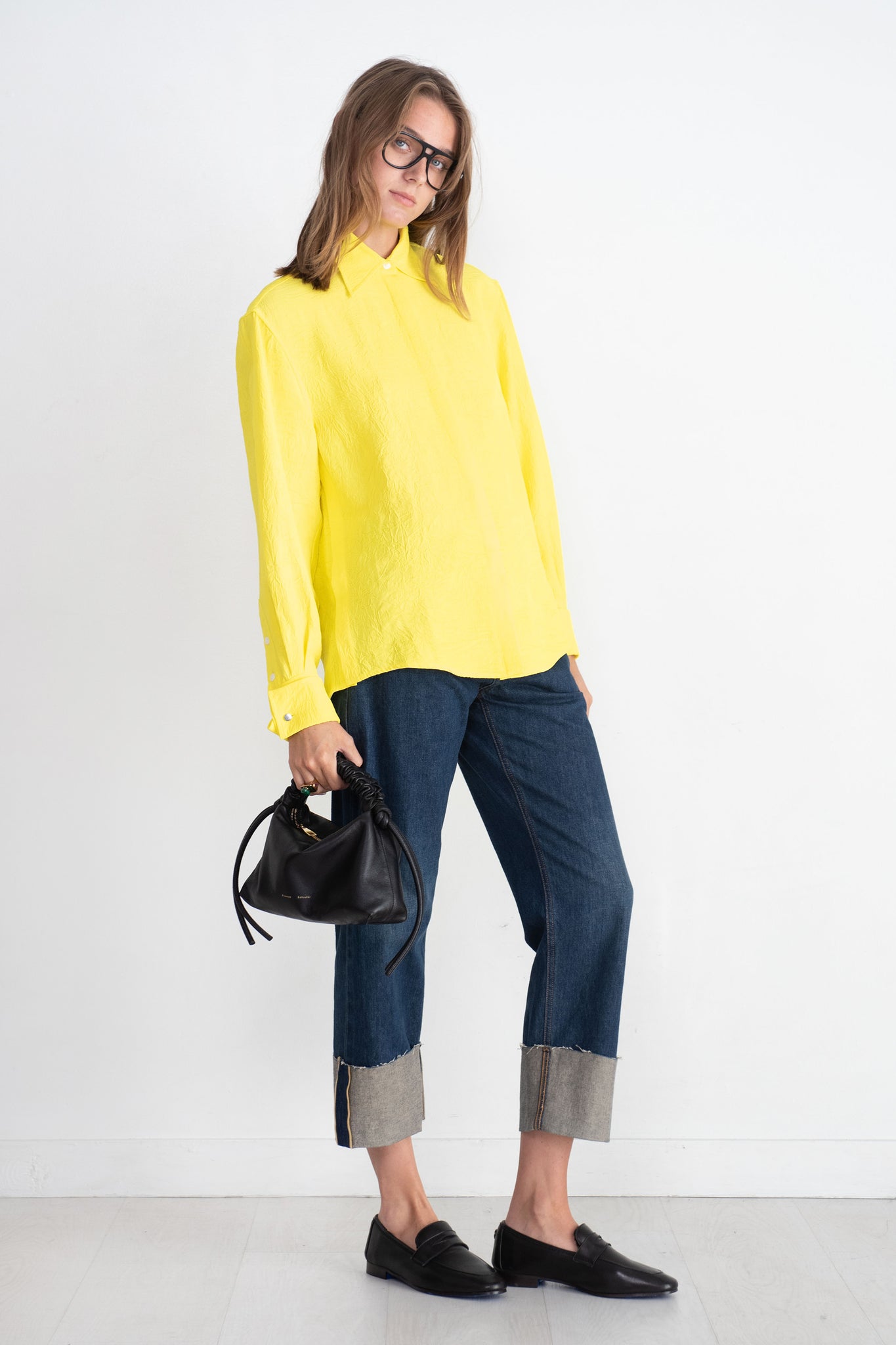 proenza schouler - Crushed Matte Satin Shirt, Yellow