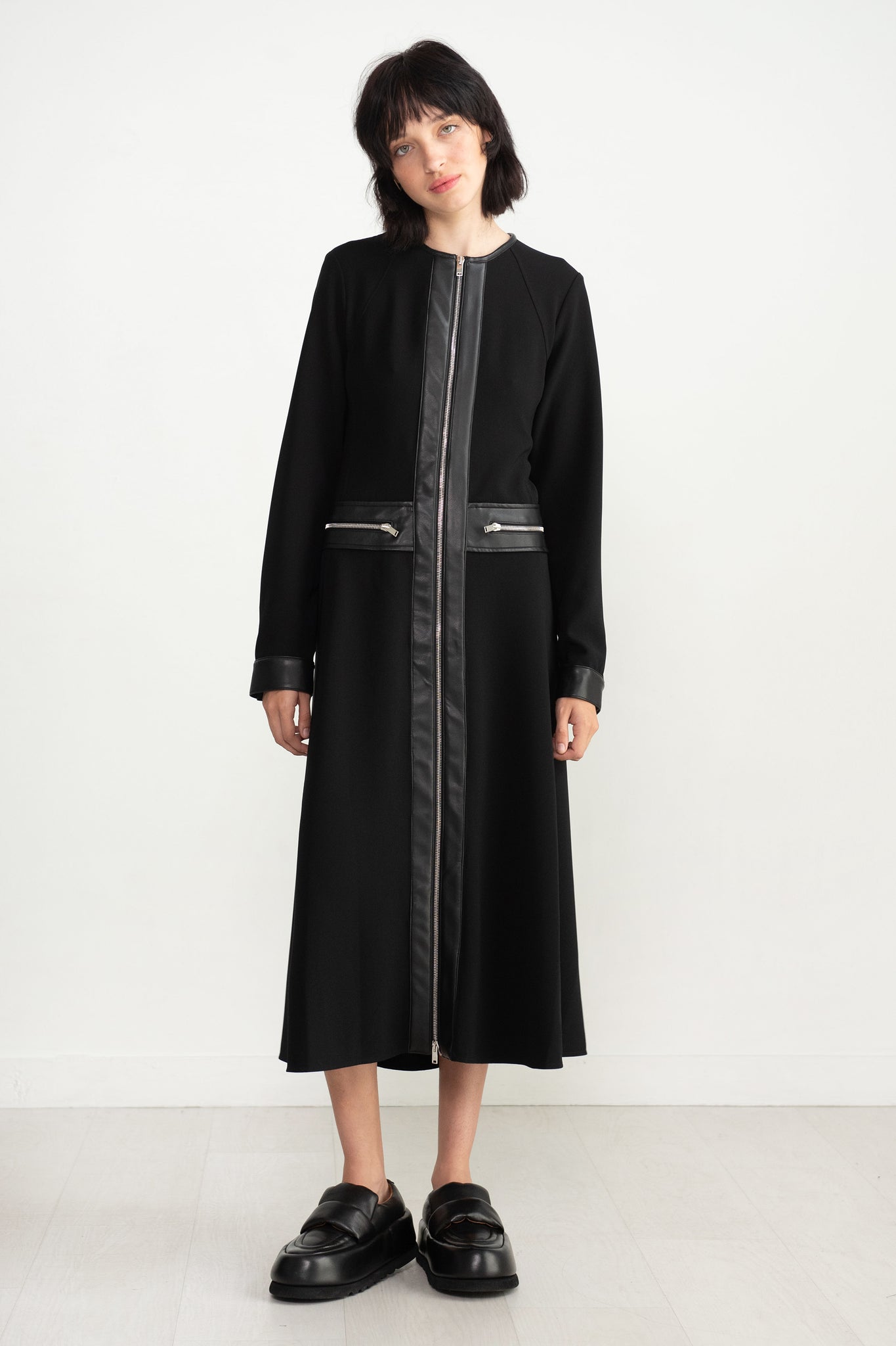 proenza schouler - Matte Viscose Crepe Zip Dress, Black