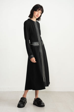 proenza schouler - Matte Viscose Crepe Zip Dress, Black