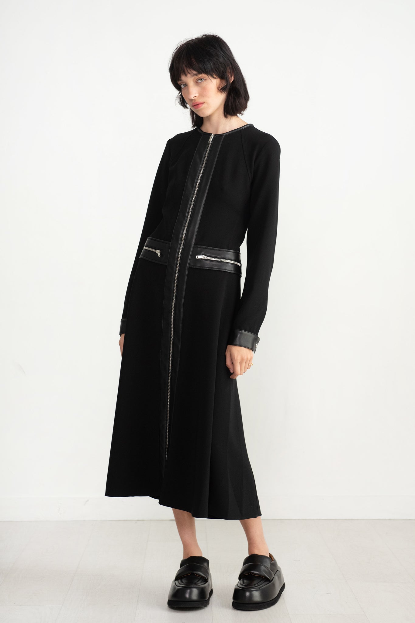 proenza schouler - Matte Viscose Crepe Zip Dress, Black