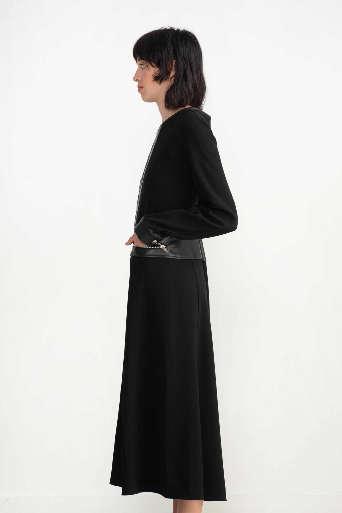 proenza schouler - Matte Viscose Crepe Zip Dress, Black