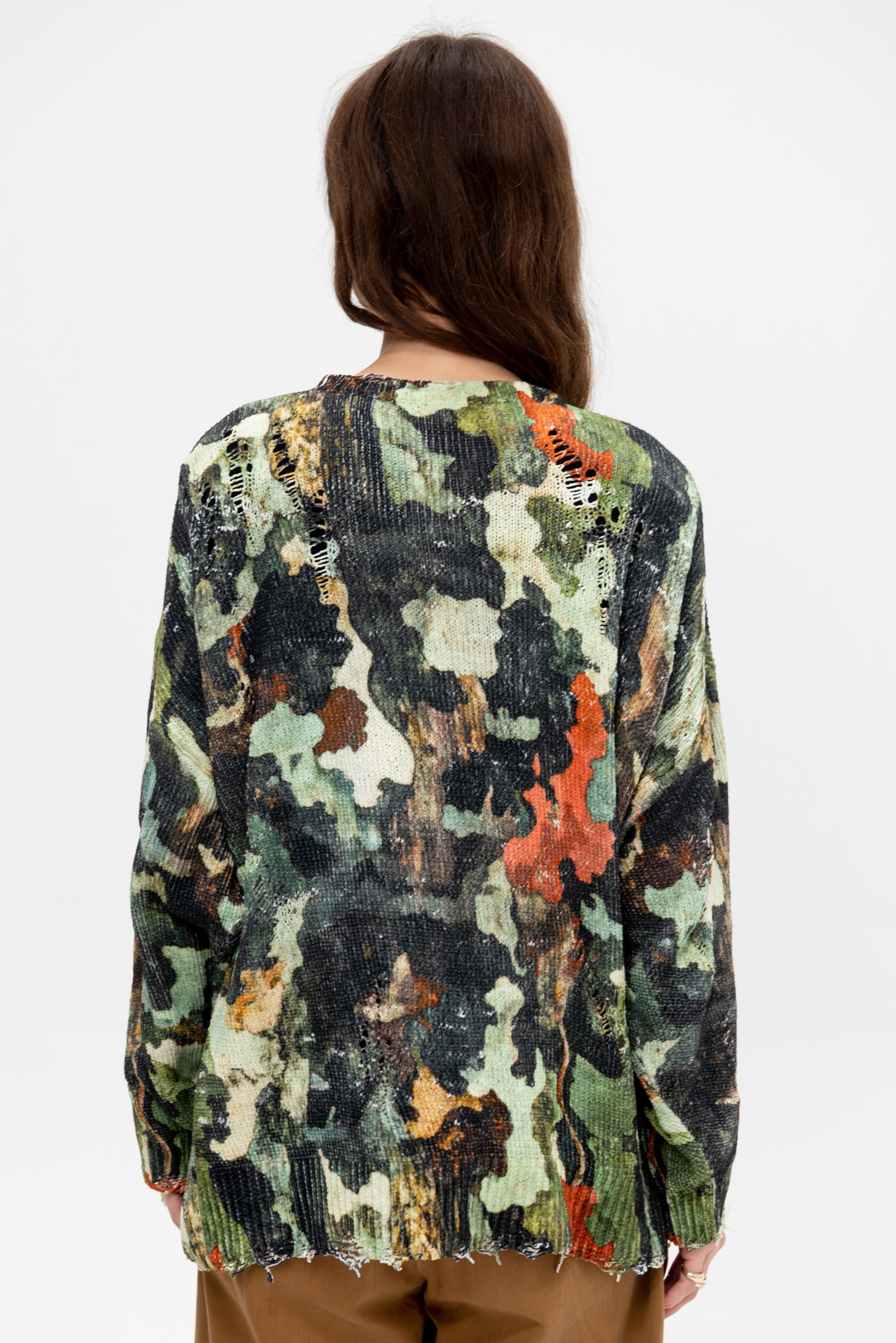 Printed Oversized Cardigan, Light Camo Green