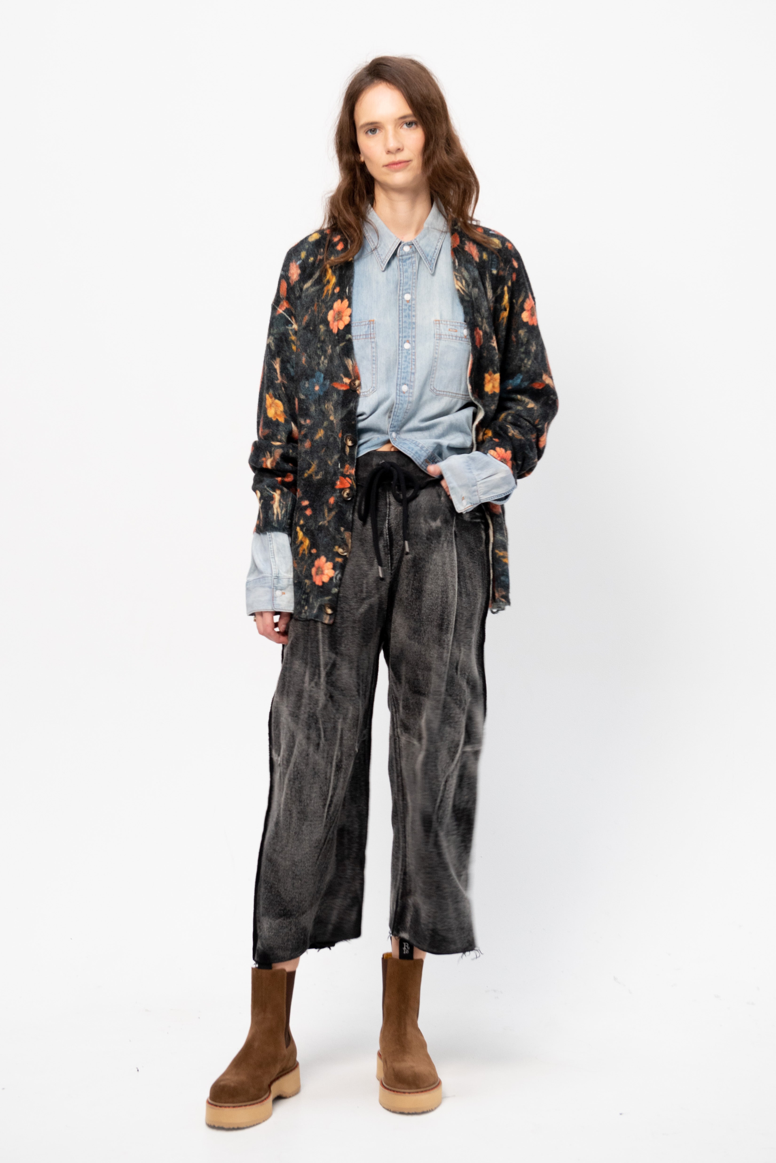 R13 Cropped Pleated Sweatpant, Washed Black – Kick Pleat