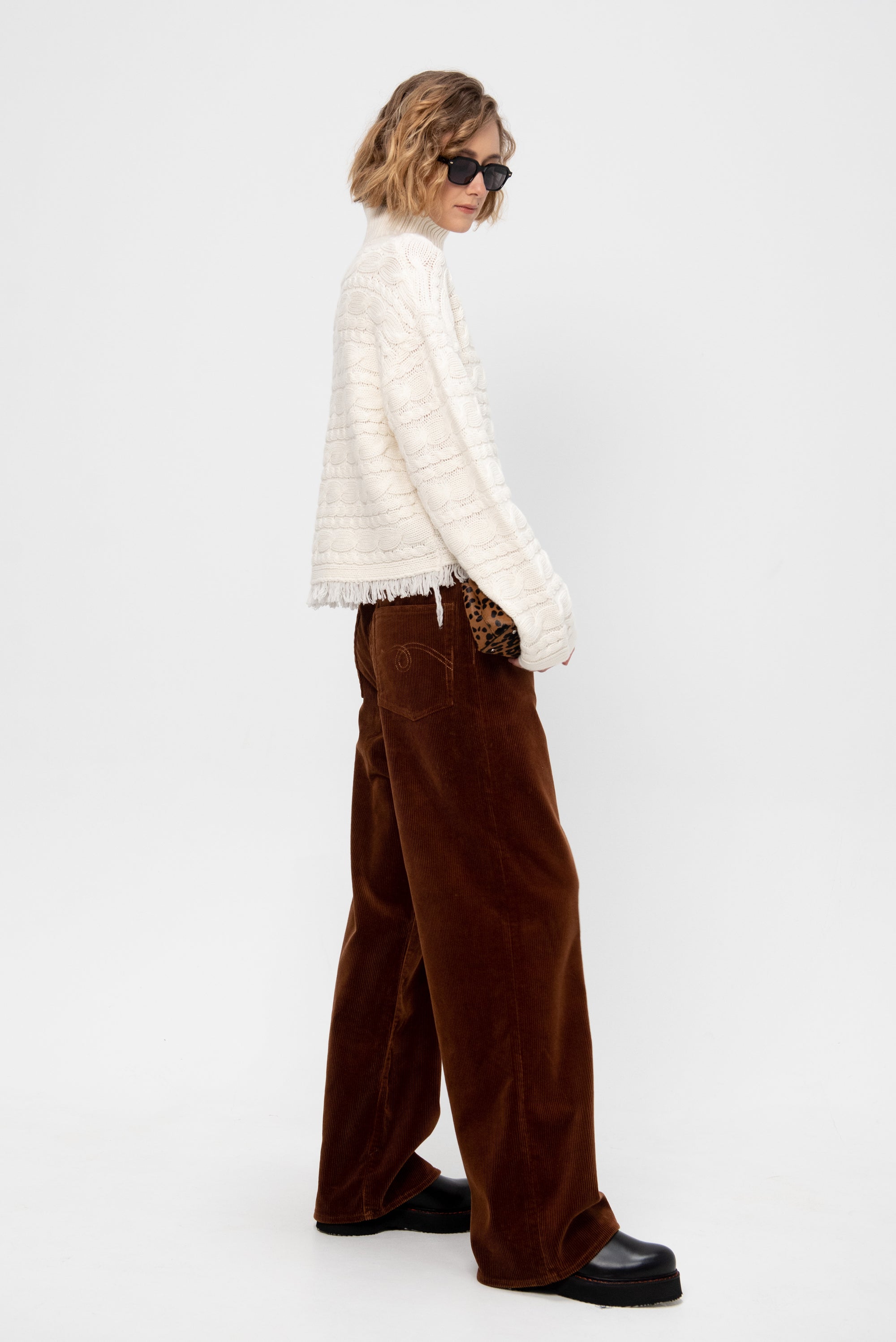 D&#39;arcy Loose Jean, Bronze Brown Cord