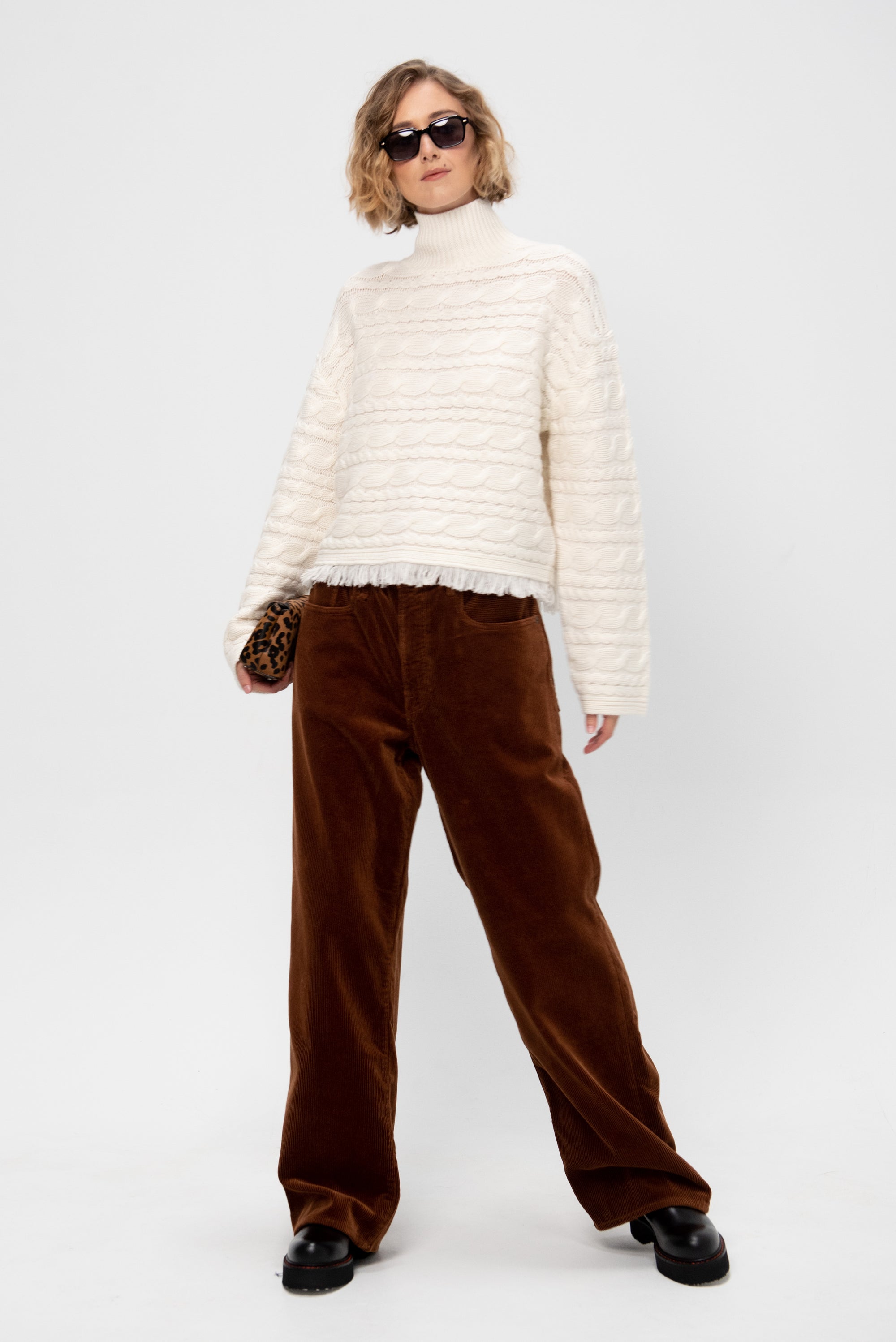 D&#39;arcy Loose Jean, Bronze Brown Cord