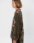 Multi-Strip Drop Neck Shirt, Multi-Print Brown