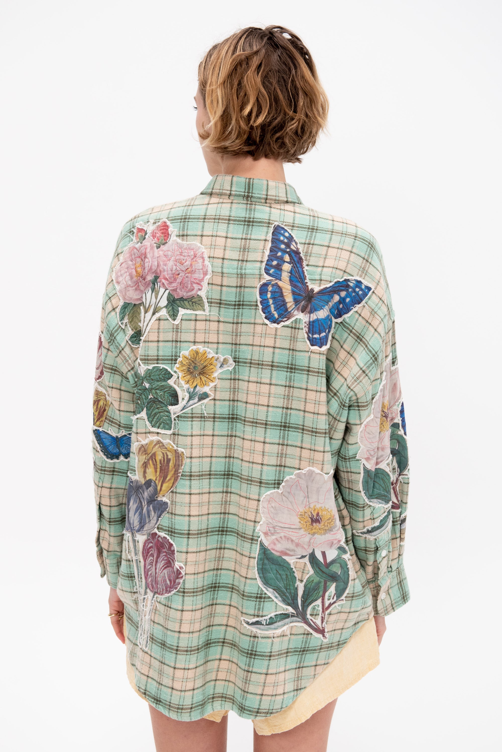 Drop Neck Shirt, Green Plaid
