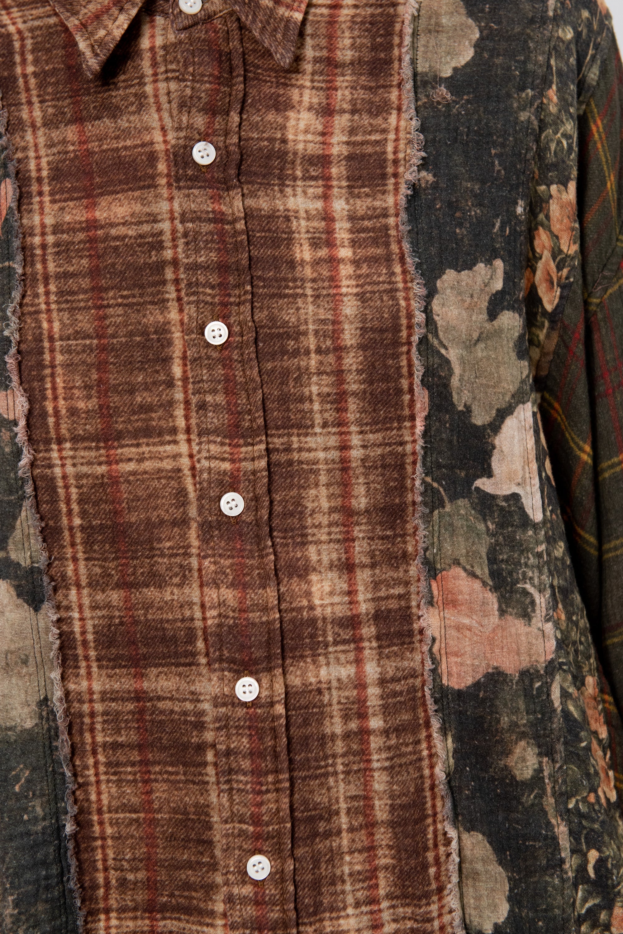 Multi-Strip Drop Neck Shirt, Multi-Print Brown