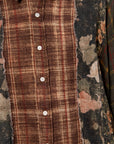 Multi-Strip Drop Neck Shirt, Multi-Print Brown