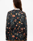 Printed Boyfriend Cardigan, Floral with Angels Black