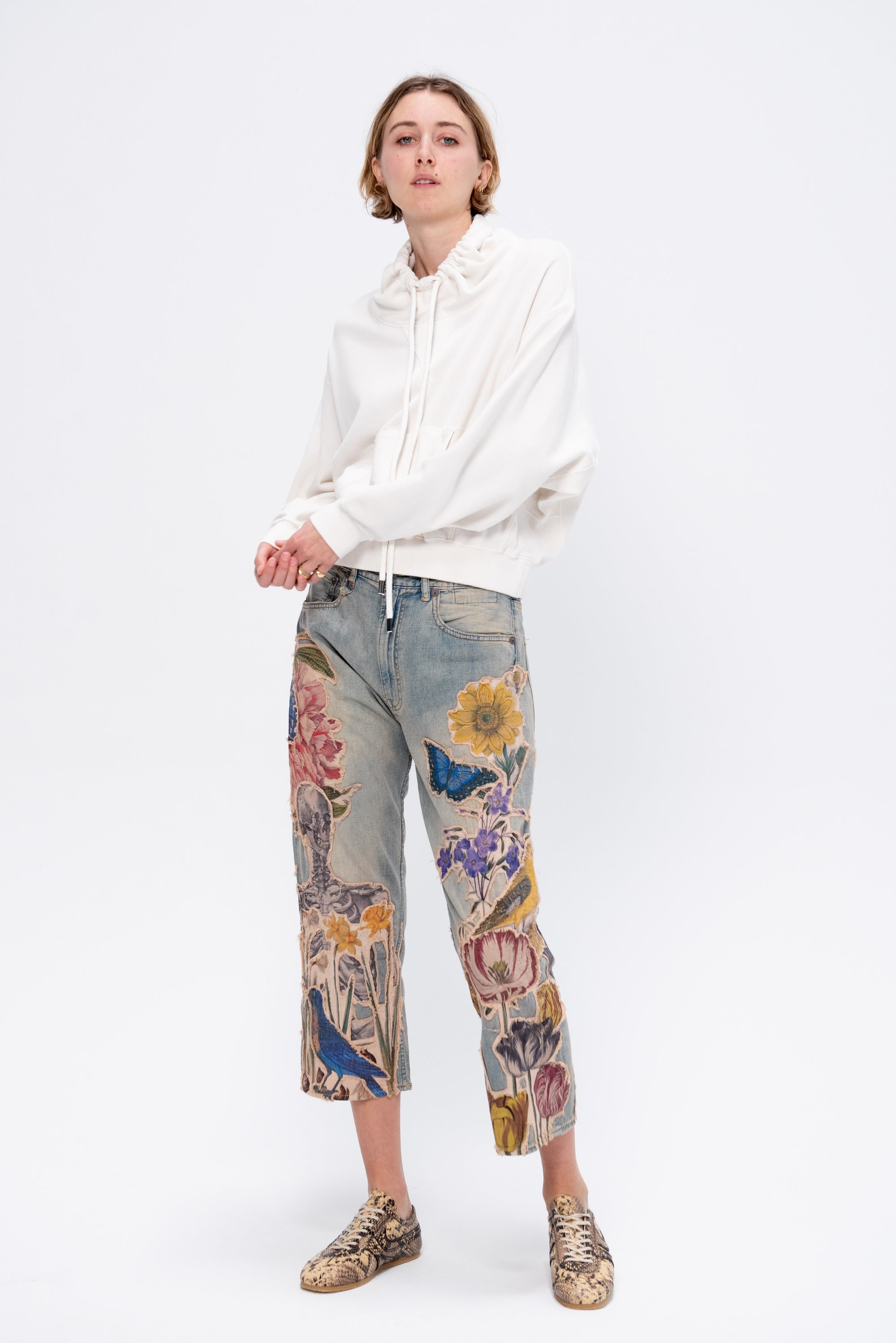 Funnel Neck Cropped Popover, Ecru