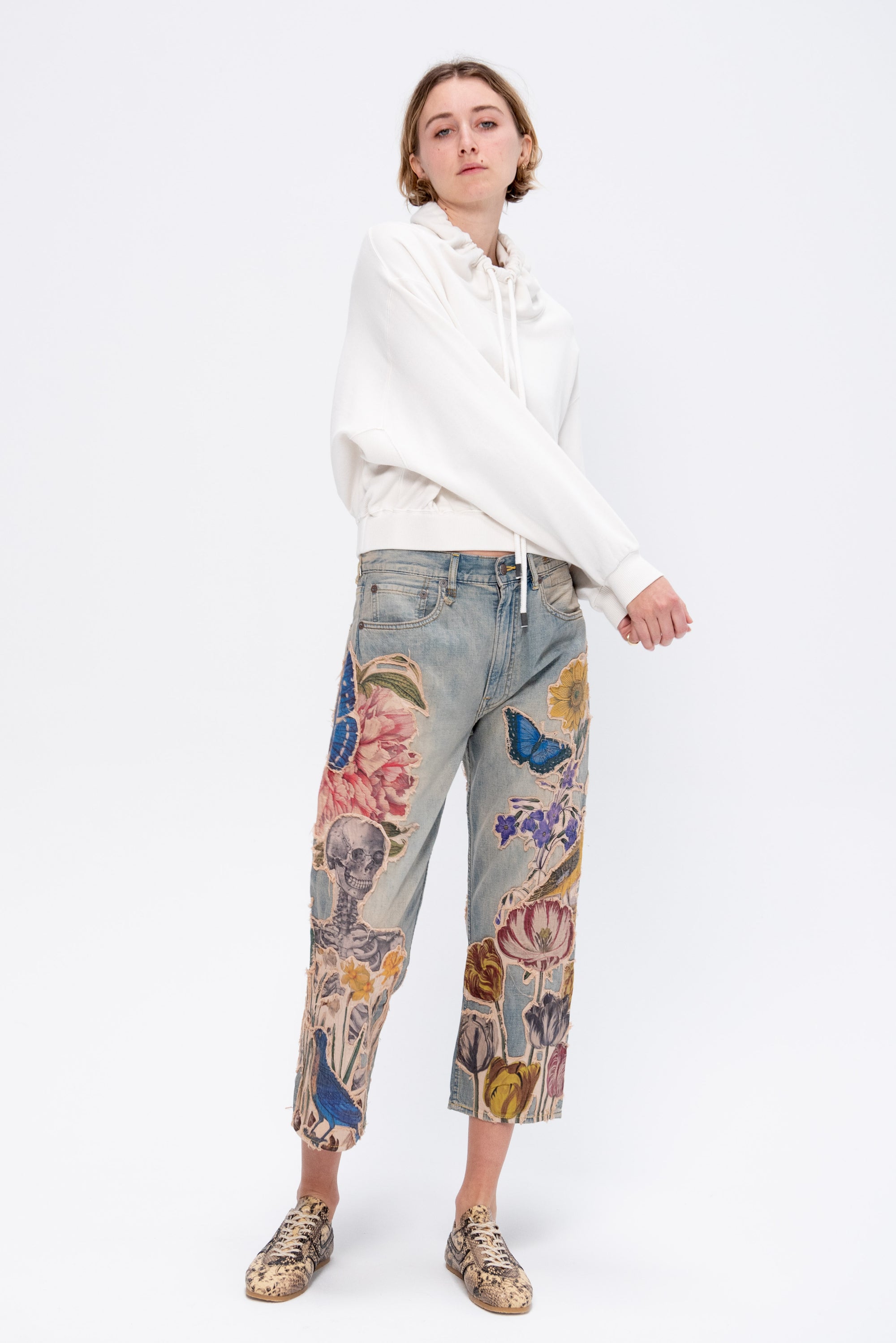 Funnel Neck Cropped Popover, Ecru