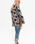 Oversized Ragged Blazer, Black & Cream Floral