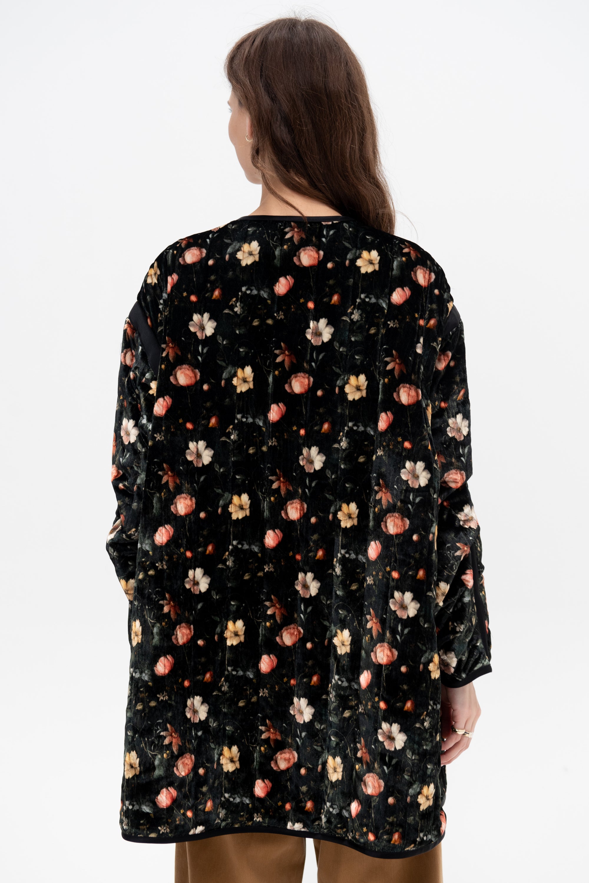 Padded Taped Liner Coat, Multifloral Black
