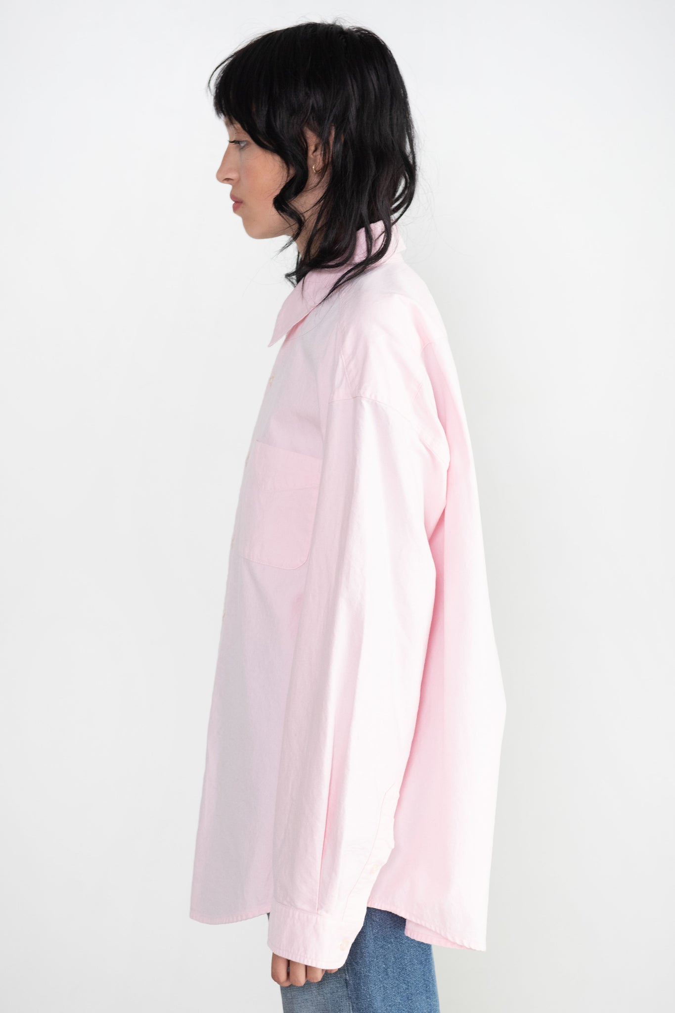 R13 - Long Sleeve Seamless Button-Up Shirt, Light Pink