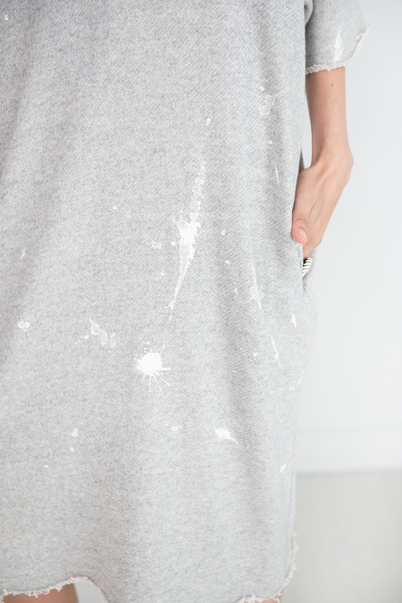 R13 - Grunge T-Shirt Dress, Heather Grey