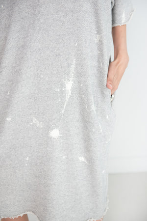 R13 - Grunge T-Shirt Dress, Heather Grey