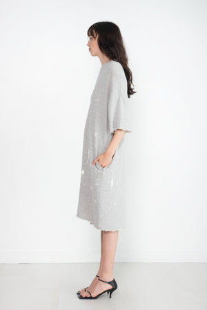 R13 - Grunge T-Shirt Dress, Heather Grey