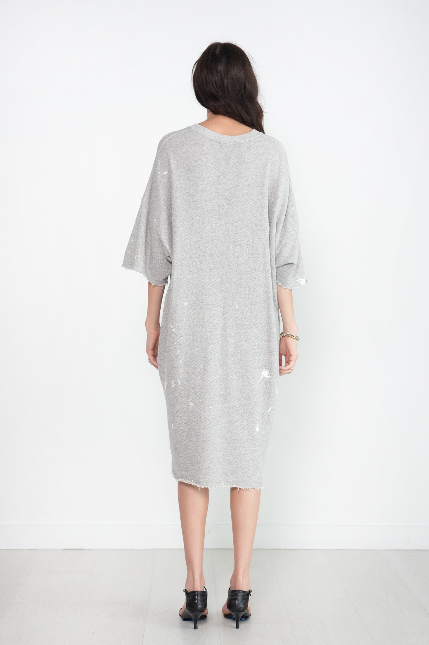 R13 - Grunge T-Shirt Dress, Heather Grey