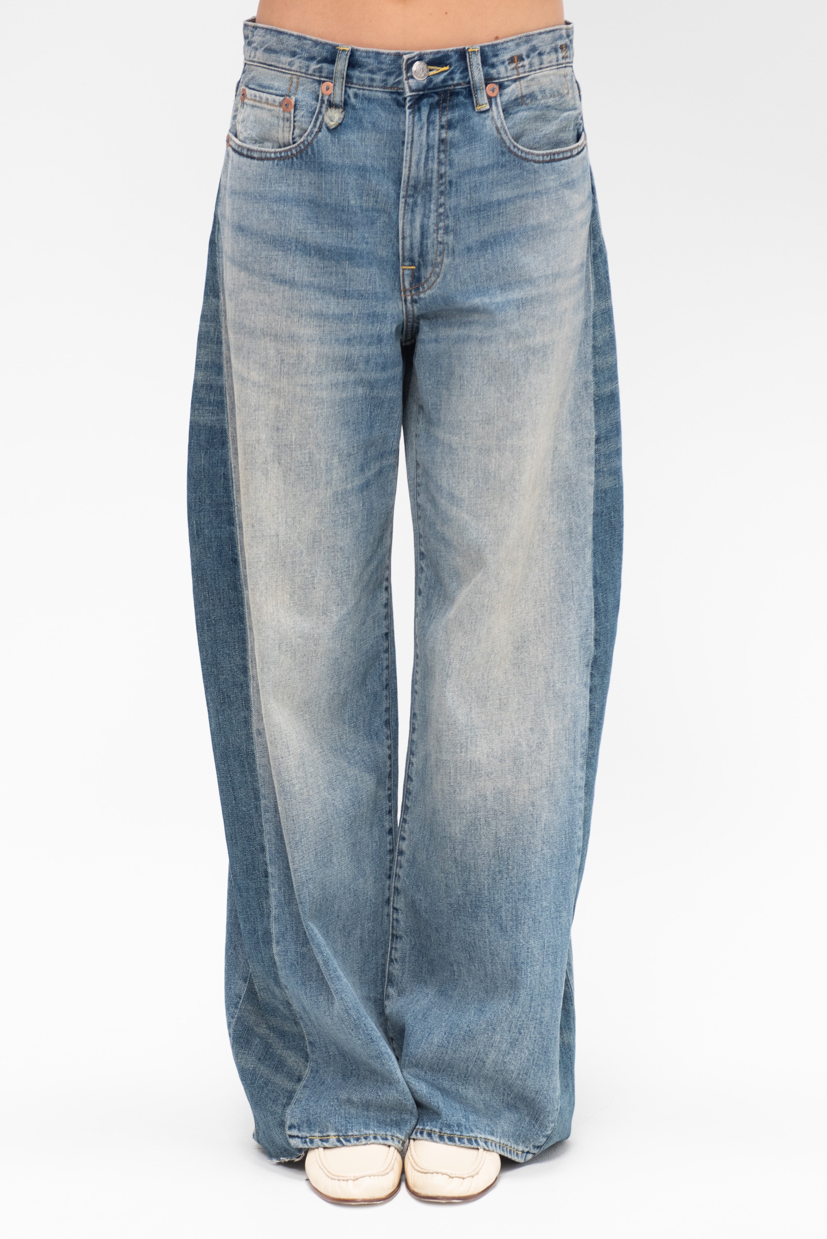 R13 Insert D'arcy Loose Jean, Vintage Indigo Colorblock