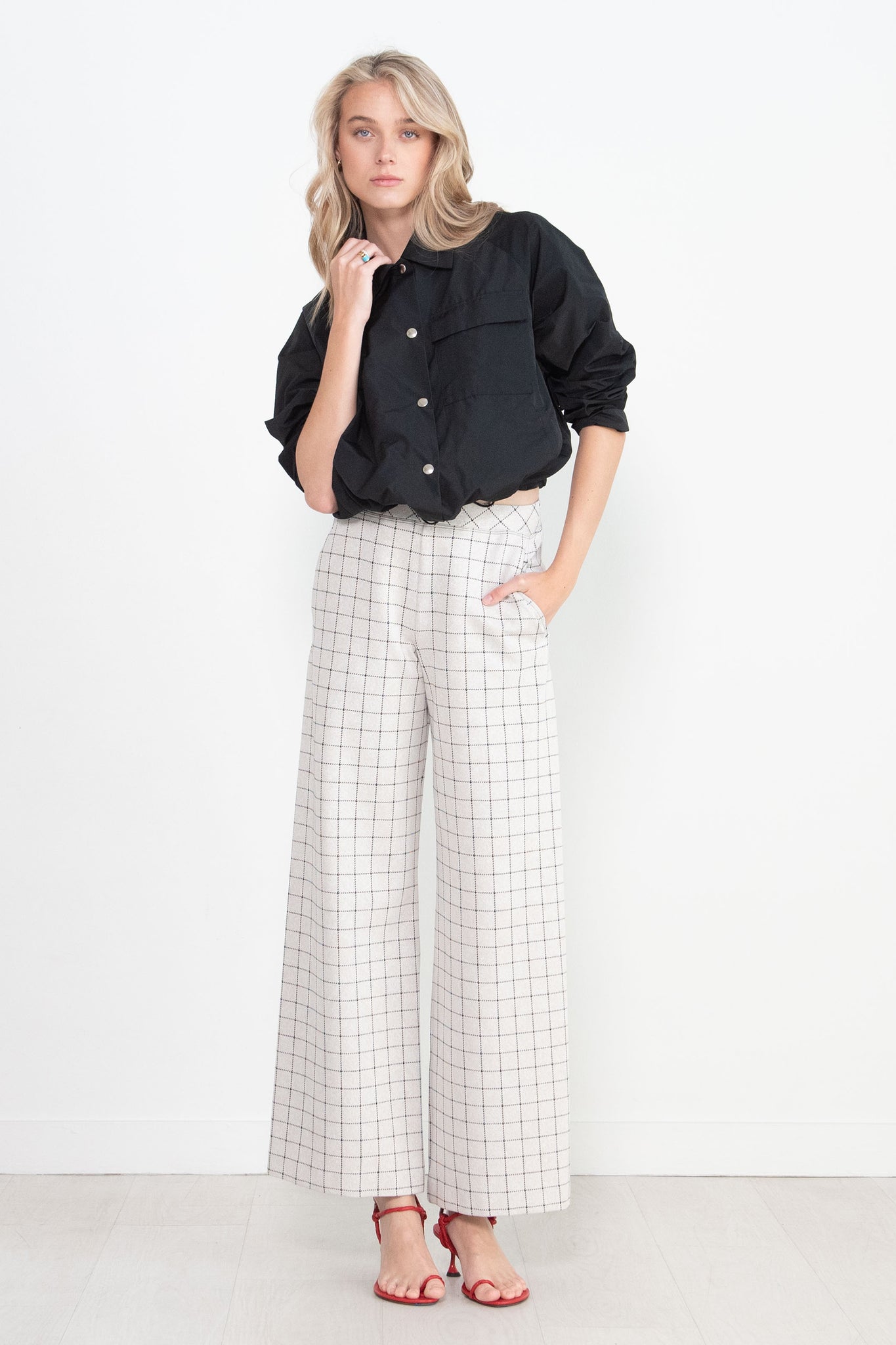 ROSETTA GETTY - Straight Leg Pull On Pant, Fawn and Black