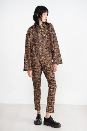 ROSETTA GETTY - Long Sleeve Cropped Oversized Polo, Chevron
