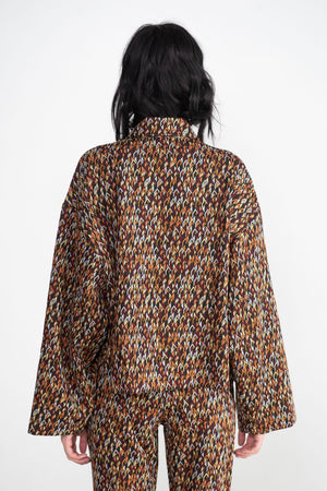 ROSETTA GETTY - Long Sleeve Cropped Oversized Polo, Chevron