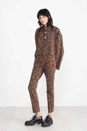 ROSETTA GETTY - Long Sleeve Cropped Oversized Polo, Chevron