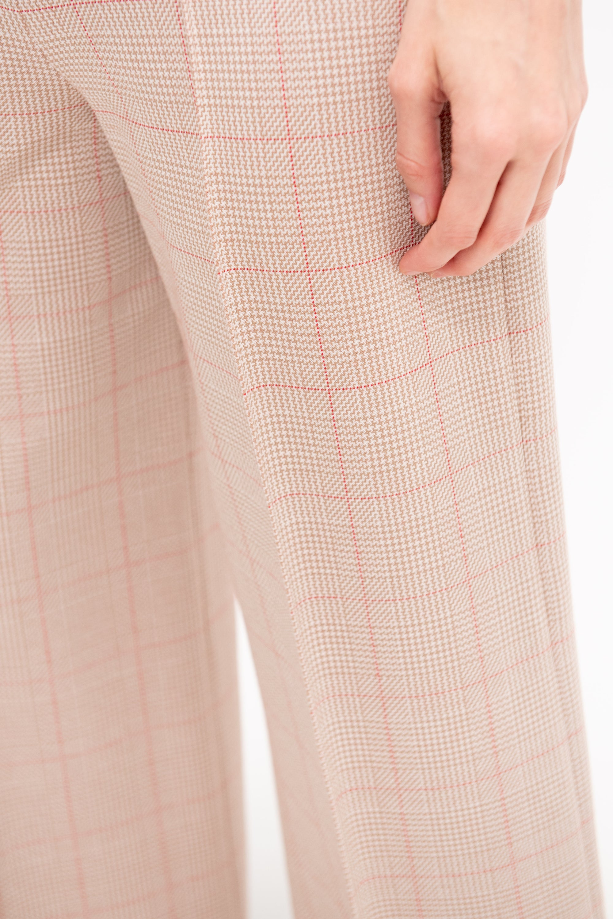 Pull On Cropped Trouser, Caramel and Red