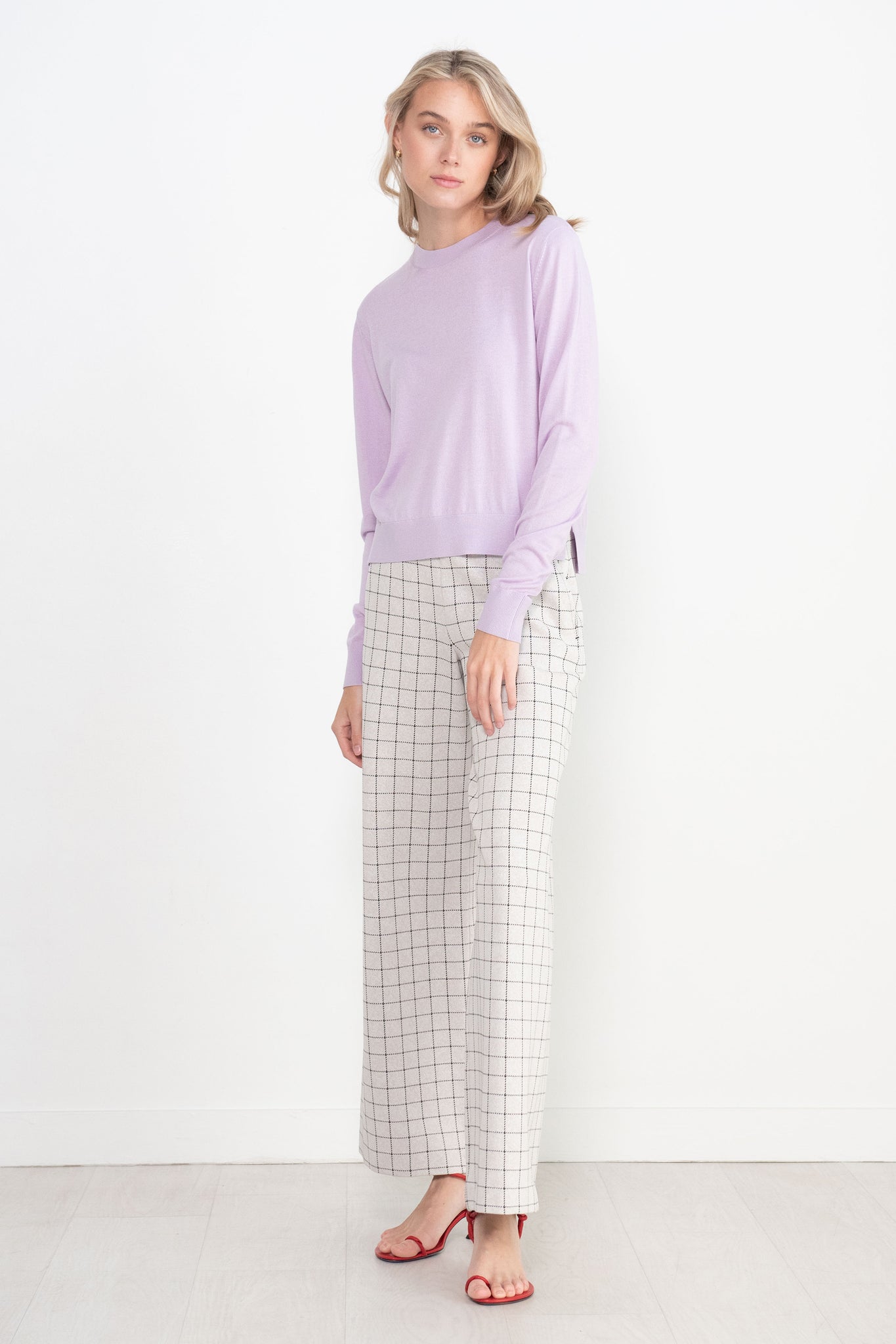 ROSETTA GETTY - Relaxed Crewneck Sweater, Lilac