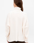 Rib Paneled Turtleneck Sweater, Ivory