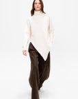 Rib Paneled Turtleneck Sweater, Ivory