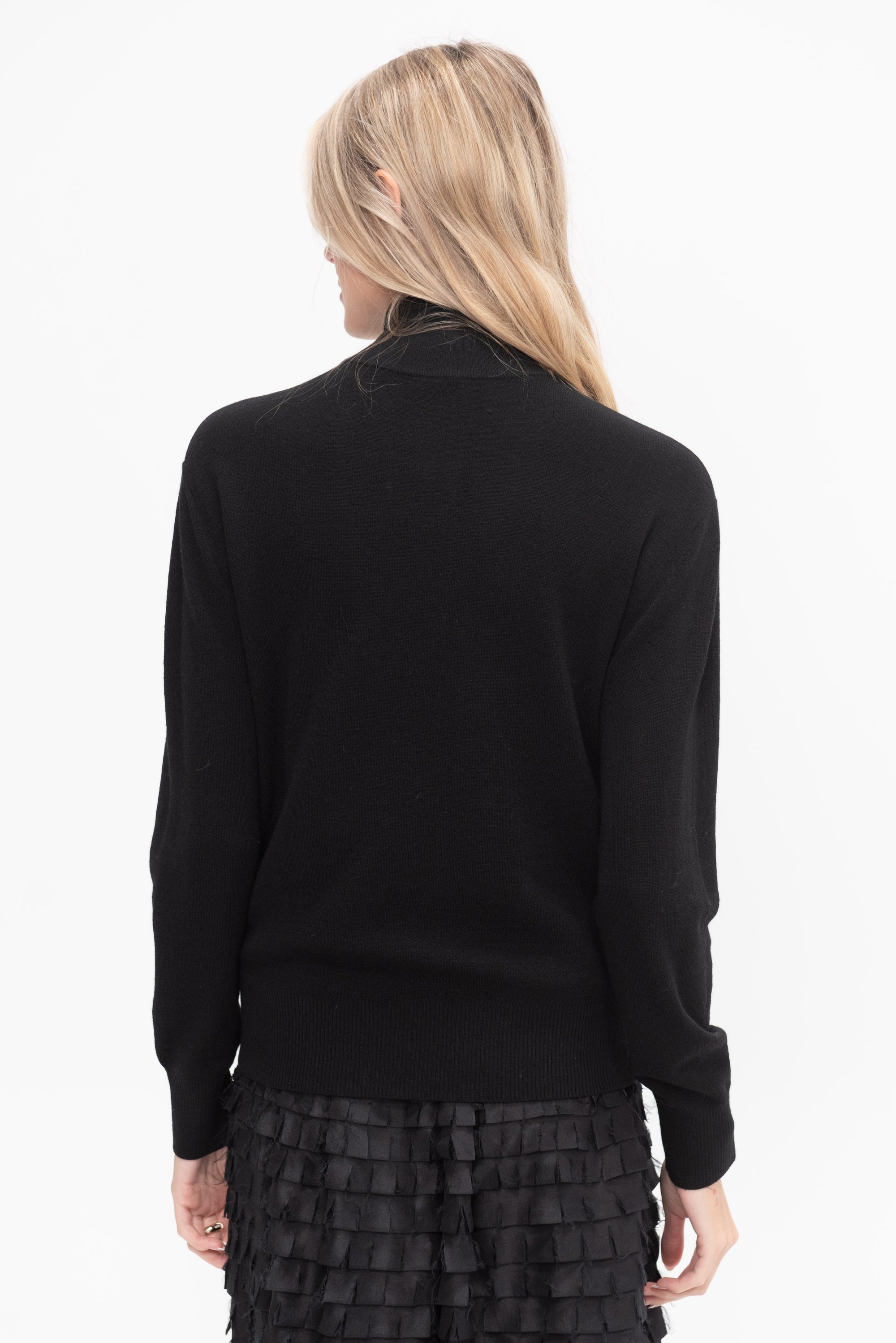 Turtleneck Cardigan, Black