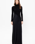 Bias Turtleneck Combo Maxi Dress, Black