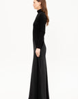 Bias Turtleneck Combo Maxi Dress, Black