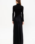 Bias Turtleneck Combo Maxi Dress, Black