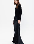 Bias Turtleneck Combo Maxi Dress, Black