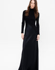 Bias Turtleneck Combo Maxi Dress, Black