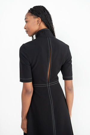 ROSETTA GETTY - Zip Up Short Sleeve Dress, Black
