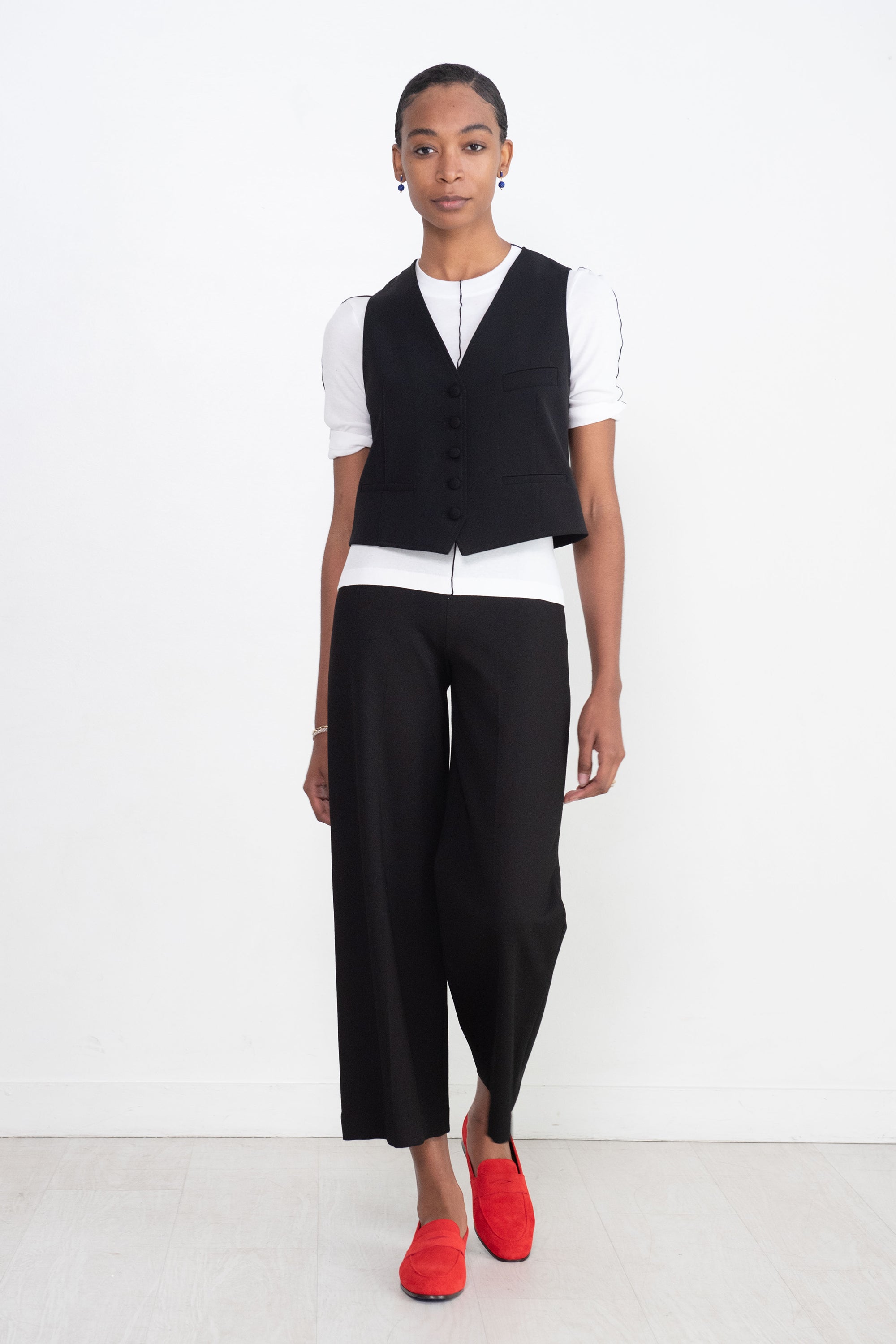 ROSETTA GETTY - Pull On Straight Trouser, Black