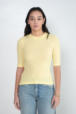 ROSETTA GETTY - Cropped Sleeve T-Shirt, Lemon