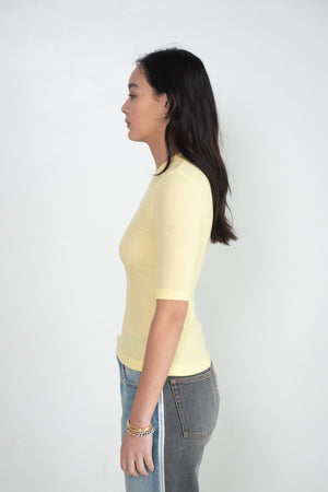 ROSETTA GETTY - Cropped Sleeve T-Shirt, Lemon