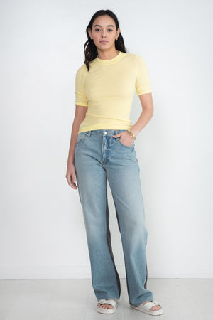 ROSETTA GETTY - Cropped Sleeve T-Shirt, Lemon