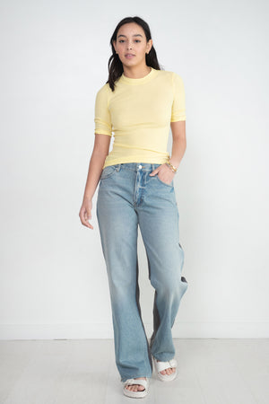 ROSETTA GETTY - Cropped Sleeve T-Shirt, Lemon