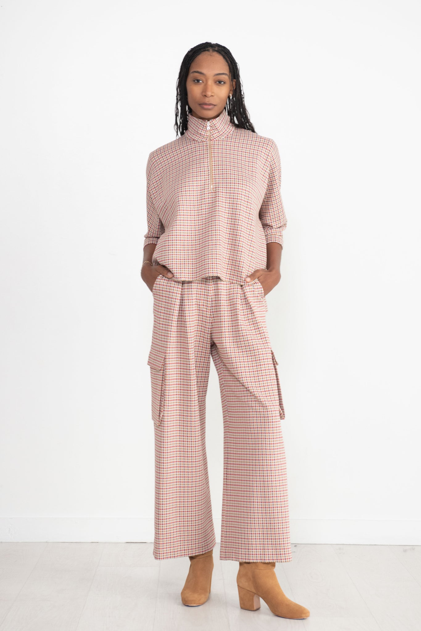 ROSETTA GETTY - Zip Up Caftan, Houndstooth