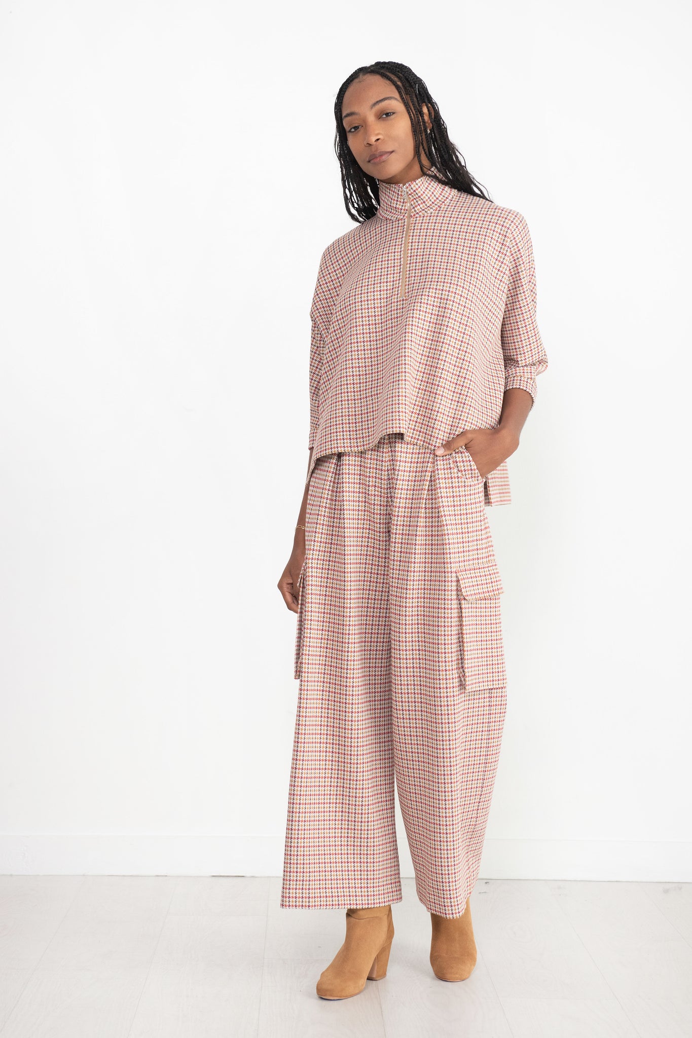 ROSETTA GETTY - Zip Up Caftan, Houndstooth