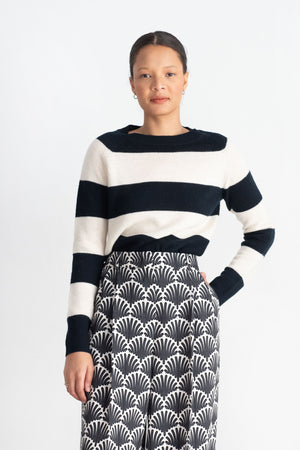 ROSETTA GETTY - Stripe Pullover, Black & Ivory
