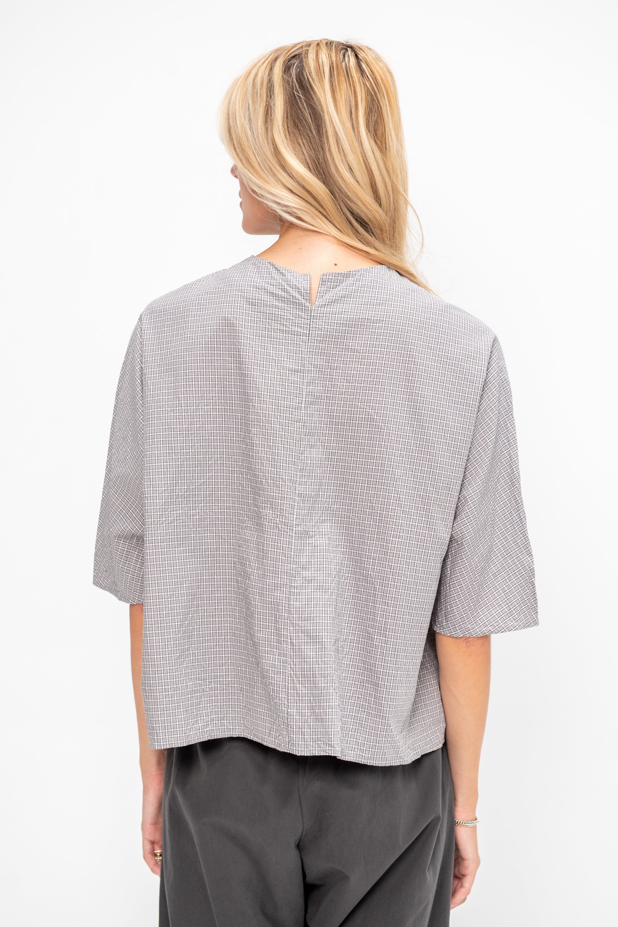 Poplin Ruffle Shirt, Gray