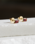 Amalfi Garnet Emerald Cut Studs, Garnet