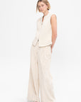 Handmade Sleveless Zipped Cardigan, Ivory